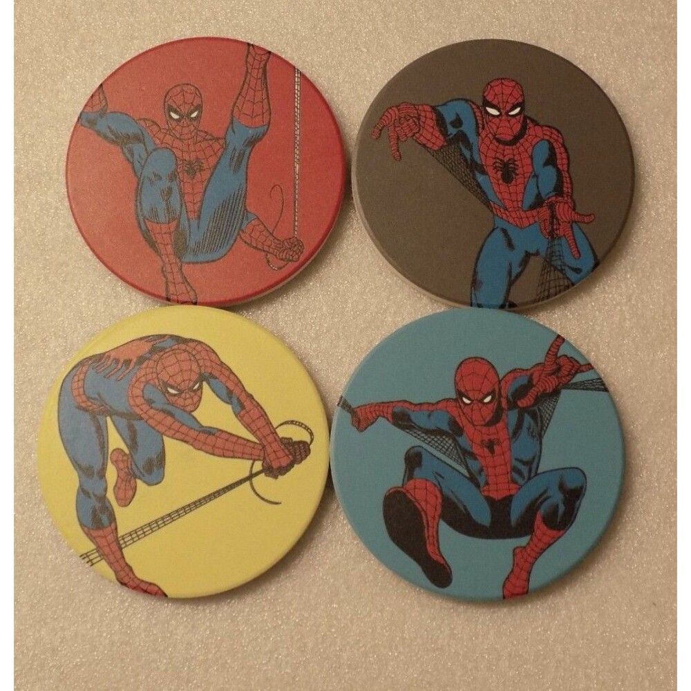 Lot Of 4 Spider-Man 2019 Print Ceramic Drink Coasters